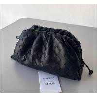 Top Grade Bottega Veneta Mini Pouch Bag in Wide Intrecciato Leather 585852 Black 2023