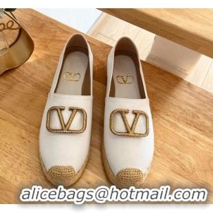 Buy Discount Valentino VLogo Calfskin Espadrilles White 124137