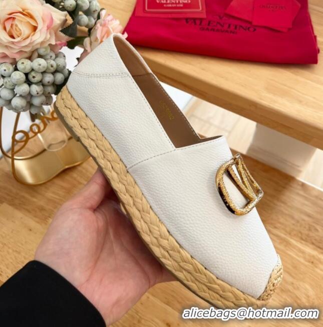 Buy Discount Valentino VLogo Calfskin Espadrilles White 124137