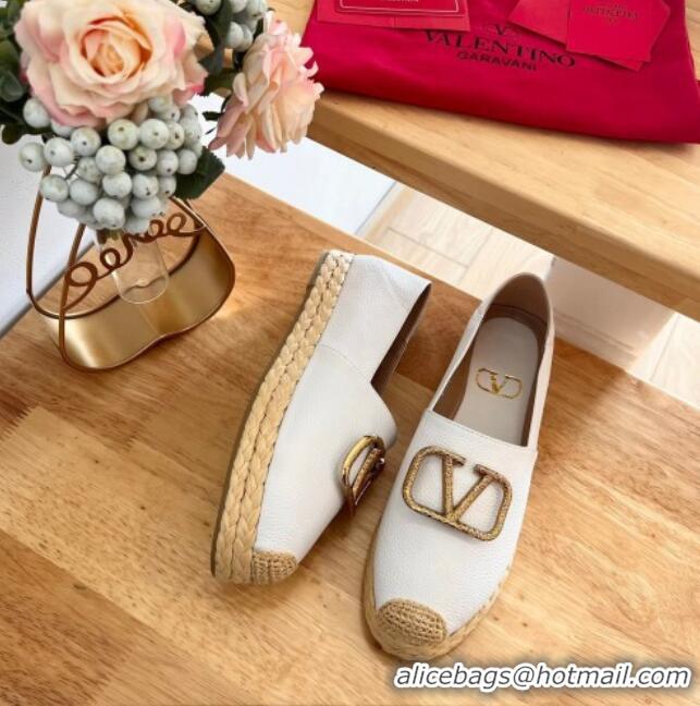 Buy Discount Valentino VLogo Calfskin Espadrilles White 124137