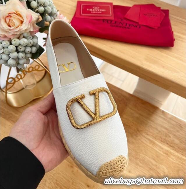 Buy Discount Valentino VLogo Calfskin Espadrilles White 124137