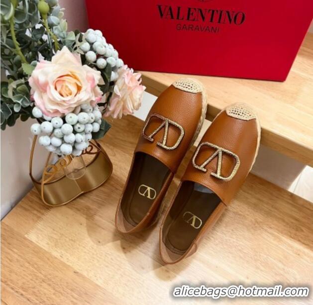 Sumptuous Valentino VLogo Calfskin Espadrilles Brown 0124138