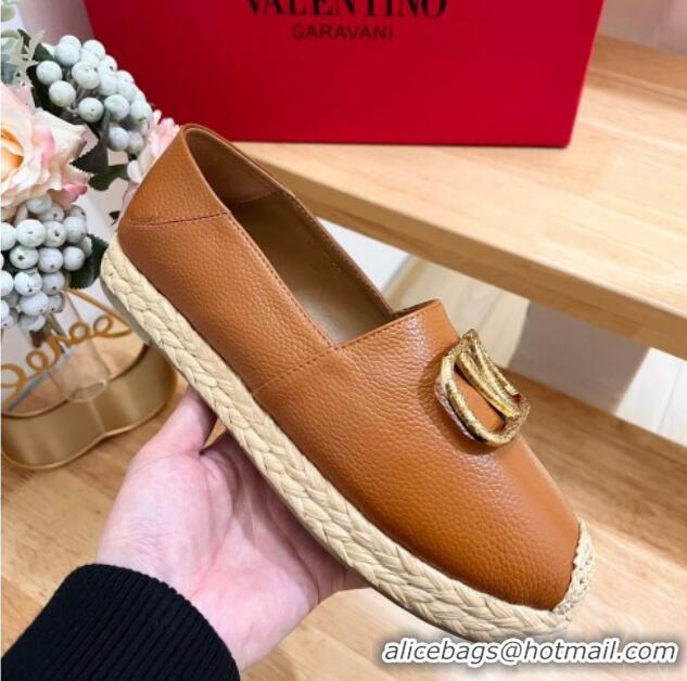 Sumptuous Valentino VLogo Calfskin Espadrilles Brown 0124138