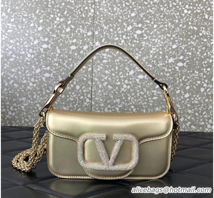 Famous Brand VALENTINO V logo MINI LOCO sheepskin bags B0L97 Champagne gold