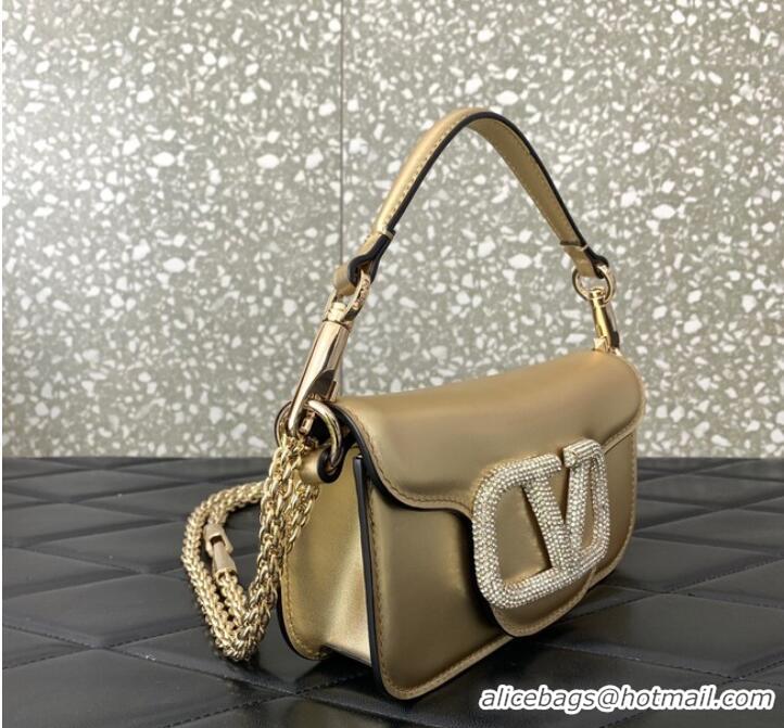 Famous Brand VALENTINO V logo MINI LOCO sheepskin bags B0L97 Champagne gold