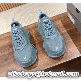 Good Quality Balenciaga Triple S Sneakers in Light Blue Denim 129025