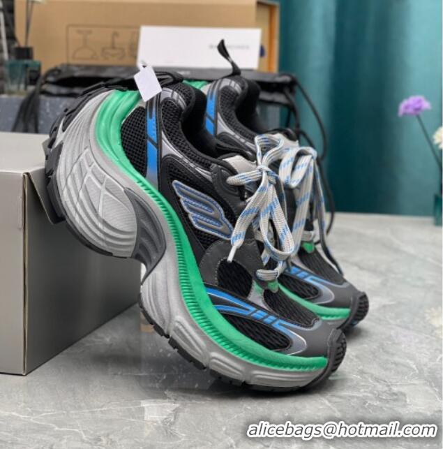 Charming Balenciaga 10XL Trainers Sneakers in Mesh TPU and Rubber Black/Green 0129022