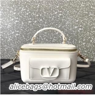 Top Quality VALENTINO Mini LOCO calfskin box bag HT098 WHITE