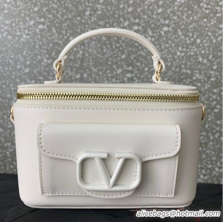 Top Quality VALENTINO Mini LOCO calfskin box bag HT098 WHITE