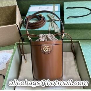 Best Price Gucci Ophidia GG Leather Mini Bucket Bag ‎760201 Brown 