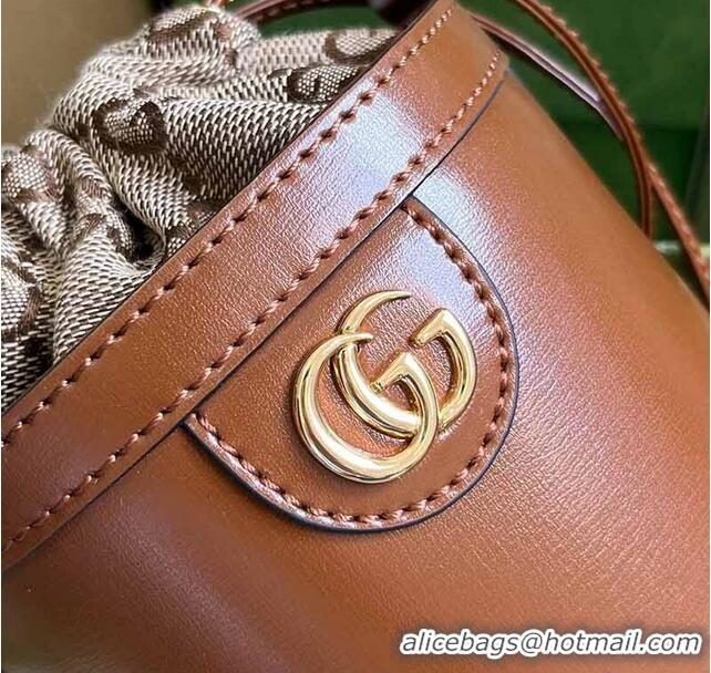 Best Price Gucci Ophidia GG Leather Mini Bucket Bag ‎760201 Brown 