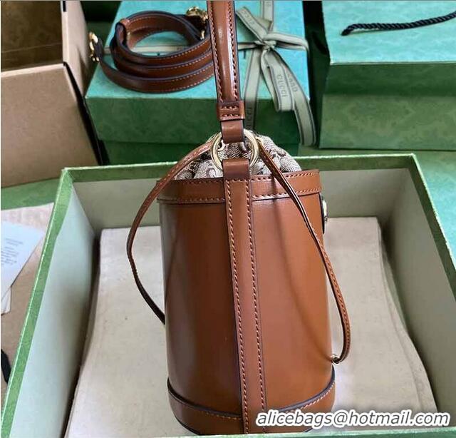 Best Price Gucci Ophidia GG Leather Mini Bucket Bag ‎760201 Brown 