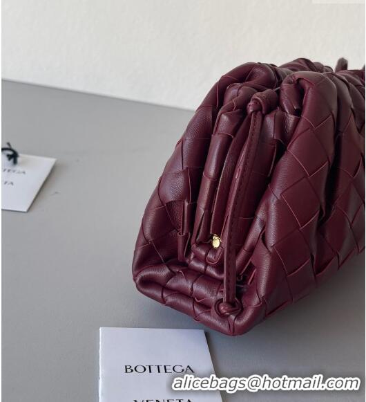 Buy Cheap Bottega Veneta Mini Pouch Bag in Wide Intrecciato Leather 585852 Barolo Red 2023