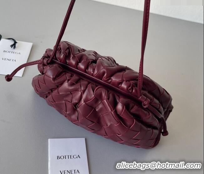 Buy Cheap Bottega Veneta Mini Pouch Bag in Wide Intrecciato Leather 585852 Barolo Red 2023