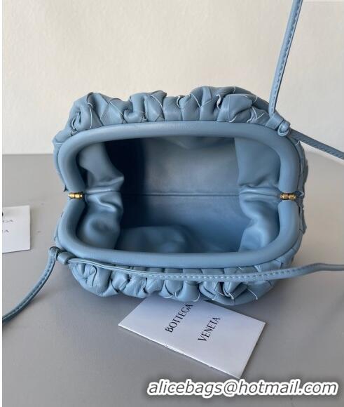 Inexpensive Bottega Veneta Mini Pouch Bag in Wide Intrecciato Leather 585852 Light Blue 2023