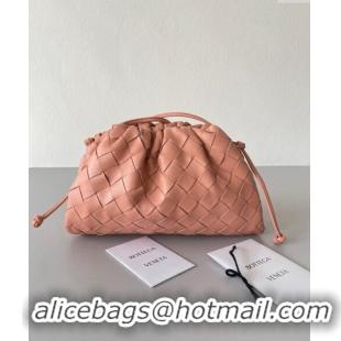 Discount Bottega Veneta Mini Pouch Bag in Wide Intrecciato Leather 585852 Peachy Pink 2023