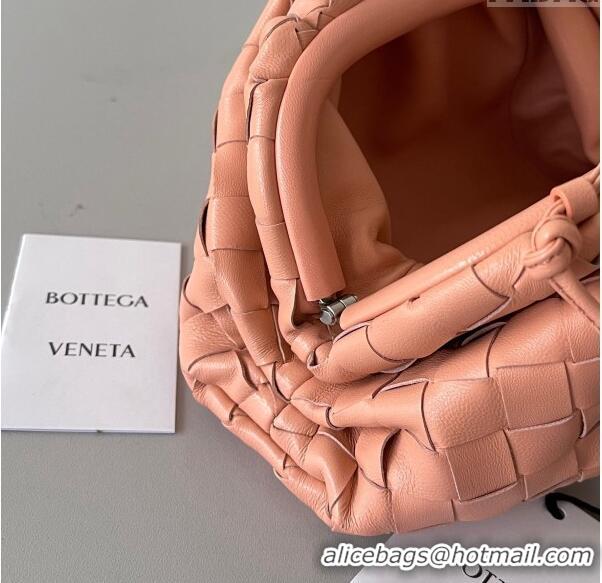 Discount Bottega Veneta Mini Pouch Bag in Wide Intrecciato Leather 585852 Peachy Pink 2023