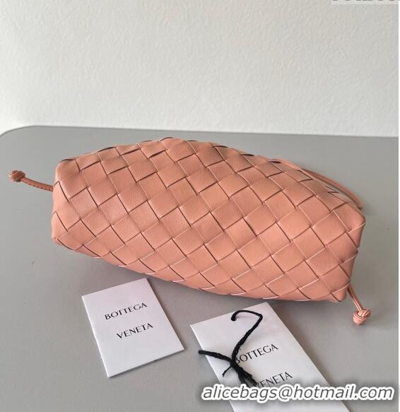 Discount Bottega Veneta Mini Pouch Bag in Wide Intrecciato Leather 585852 Peachy Pink 2023