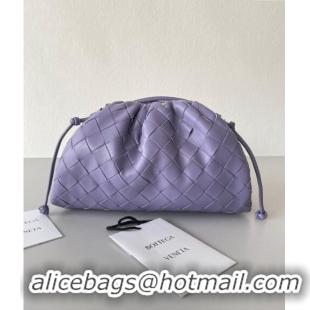 Good Quality Bottega Veneta Mini Pouch Bag in Wide Intrecciato Leather 585852 Purple 2023