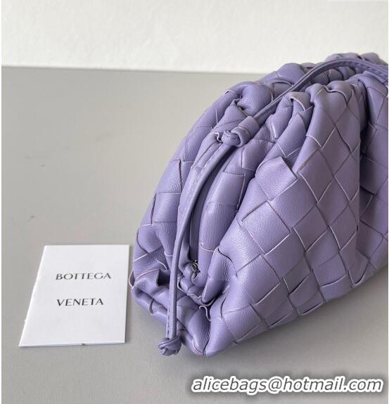 Good Quality Bottega Veneta Mini Pouch Bag in Wide Intrecciato Leather 585852 Purple 2023