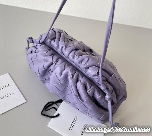 Good Quality Bottega Veneta Mini Pouch Bag in Wide Intrecciato Leather 585852 Purple 2023