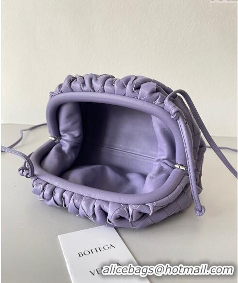 Good Quality Bottega Veneta Mini Pouch Bag in Wide Intrecciato Leather 585852 Purple 2023