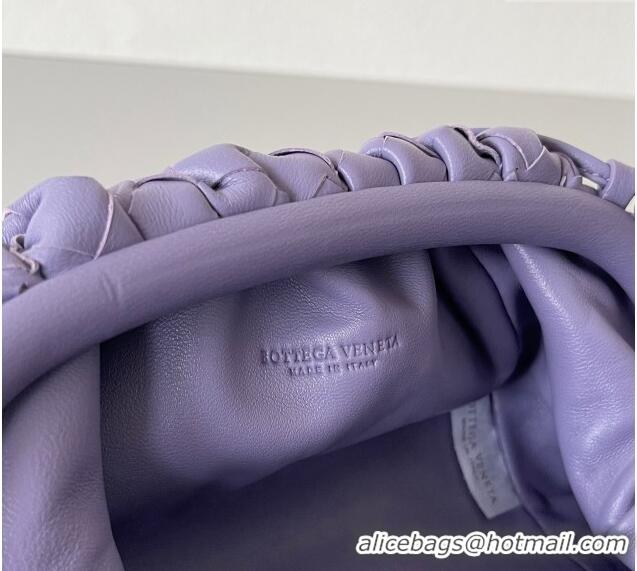 Good Quality Bottega Veneta Mini Pouch Bag in Wide Intrecciato Leather 585852 Purple 2023