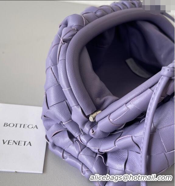 Good Quality Bottega Veneta Mini Pouch Bag in Wide Intrecciato Leather 585852 Purple 2023