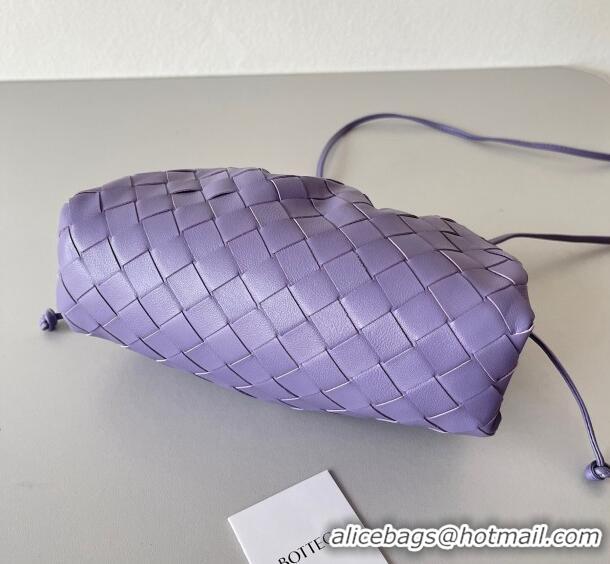 Good Quality Bottega Veneta Mini Pouch Bag in Wide Intrecciato Leather 585852 Purple 2023