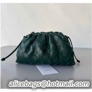 Low Price Bottega Veneta Mini Pouch Bag in Wide Intrecciato Leather 585852 Raintree Green 2023