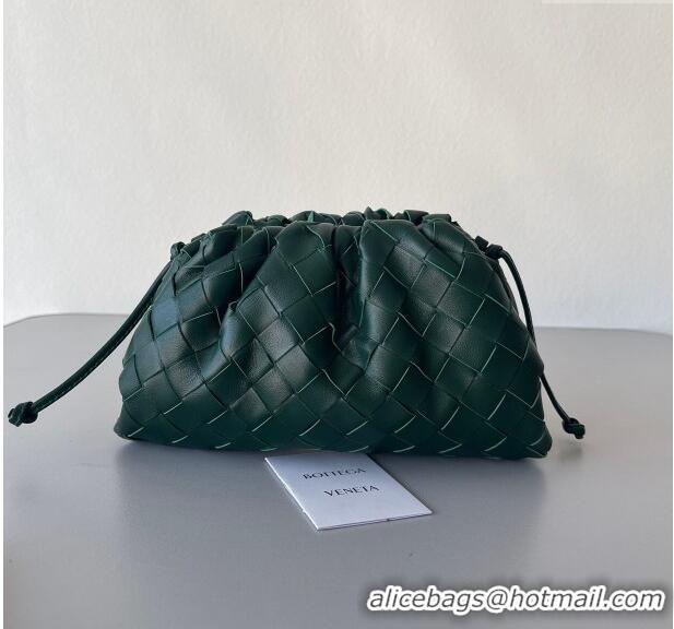 Low Price Bottega Veneta Mini Pouch Bag in Wide Intrecciato Leather 585852 Raintree Green 2023