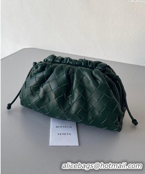 Low Price Bottega Veneta Mini Pouch Bag in Wide Intrecciato Leather 585852 Raintree Green 2023