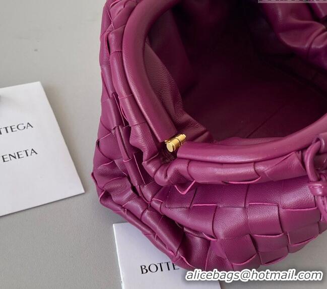 Best Luxury Bottega Veneta Mini Pouch Bag in Wide Intrecciato Leather 585852 Dark Purple 2023