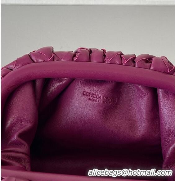 Best Luxury Bottega Veneta Mini Pouch Bag in Wide Intrecciato Leather 585852 Dark Purple 2023