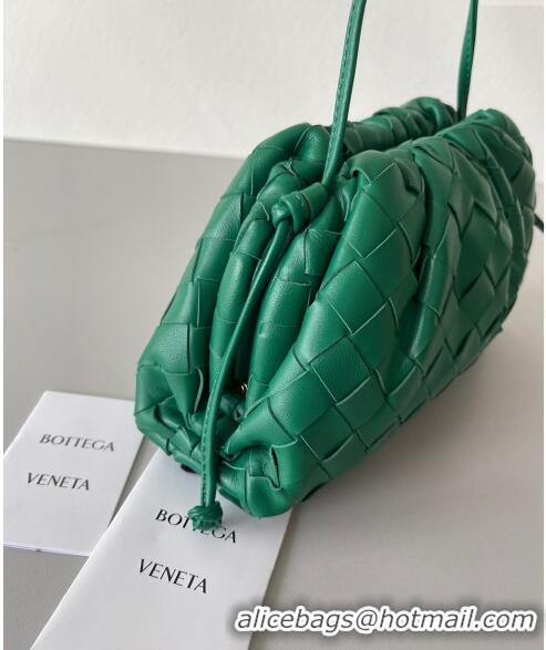 Reasonable Price Bottega Veneta Mini Pouch Bag in Wide Intrecciato Leather 585852 Dark Green 2023