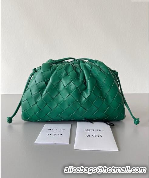 Reasonable Price Bottega Veneta Mini Pouch Bag in Wide Intrecciato Leather 585852 Dark Green 2023