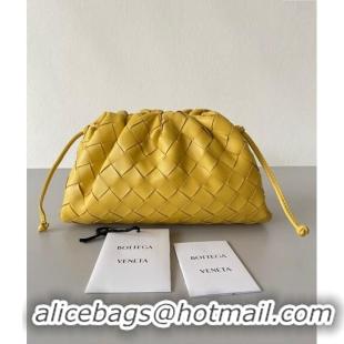 Affordable Price Bottega Veneta Mini Pouch Bag in Wide Intrecciato Leather 585852 Yellow 2023