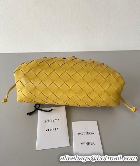 Affordable Price Bottega Veneta Mini Pouch Bag in Wide Intrecciato Leather 585852 Yellow 2023