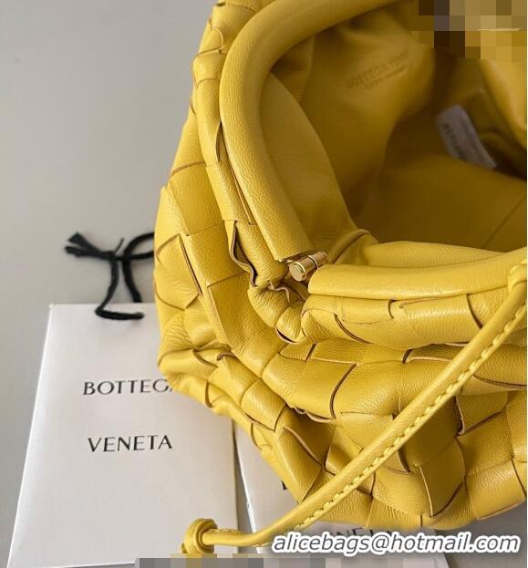 Affordable Price Bottega Veneta Mini Pouch Bag in Wide Intrecciato Leather 585852 Yellow 2023