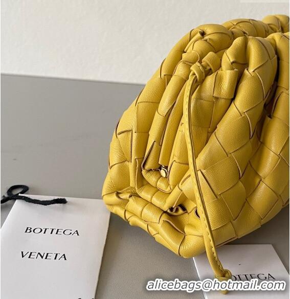 Affordable Price Bottega Veneta Mini Pouch Bag in Wide Intrecciato Leather 585852 Yellow 2023