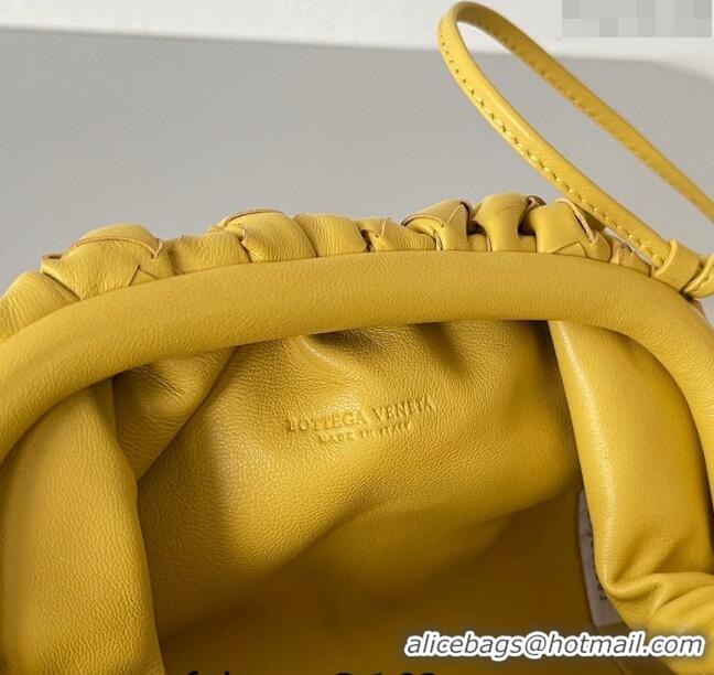 Affordable Price Bottega Veneta Mini Pouch Bag in Wide Intrecciato Leather 585852 Yellow 2023