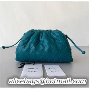 Low Cost Bottega Veneta Mini Pouch Bag in Wide Intrecciato Leather 585852 Peacock Blue 2023