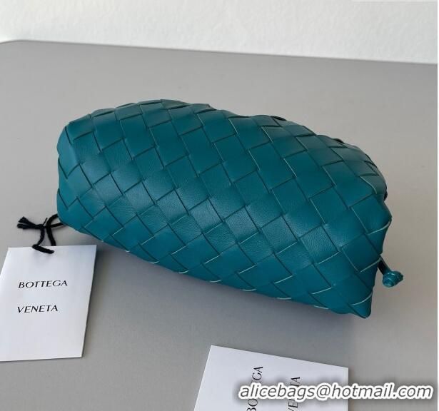 Low Cost Bottega Veneta Mini Pouch Bag in Wide Intrecciato Leather 585852 Peacock Blue 2023