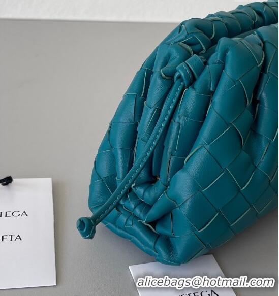 Low Cost Bottega Veneta Mini Pouch Bag in Wide Intrecciato Leather 585852 Peacock Blue 2023