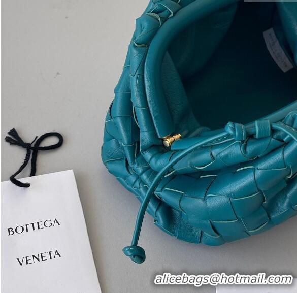 Low Cost Bottega Veneta Mini Pouch Bag in Wide Intrecciato Leather 585852 Peacock Blue 2023