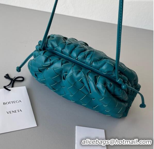 Low Cost Bottega Veneta Mini Pouch Bag in Wide Intrecciato Leather 585852 Peacock Blue 2023