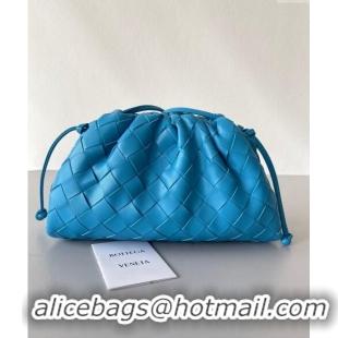 Buy Grade Bottega Veneta Mini Pouch Bag in Wide Intrecciato Leather 585852 Sky Blue 2023