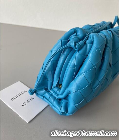 Buy Grade Bottega Veneta Mini Pouch Bag in Wide Intrecciato Leather 585852 Sky Blue 2023