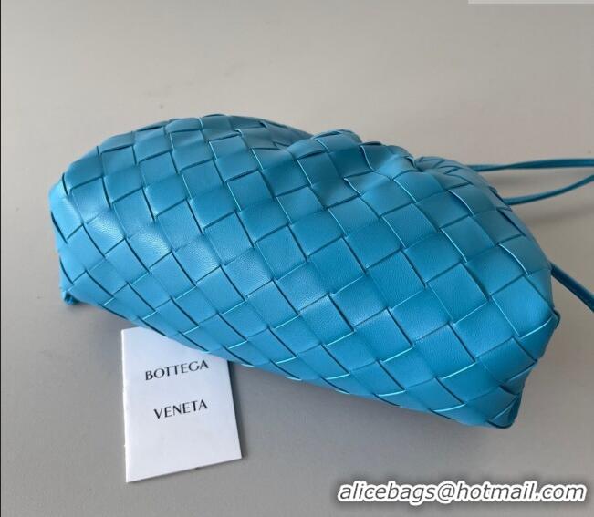 Buy Grade Bottega Veneta Mini Pouch Bag in Wide Intrecciato Leather 585852 Sky Blue 2023