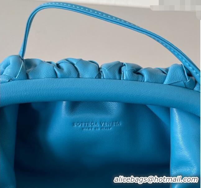 Buy Grade Bottega Veneta Mini Pouch Bag in Wide Intrecciato Leather 585852 Sky Blue 2023